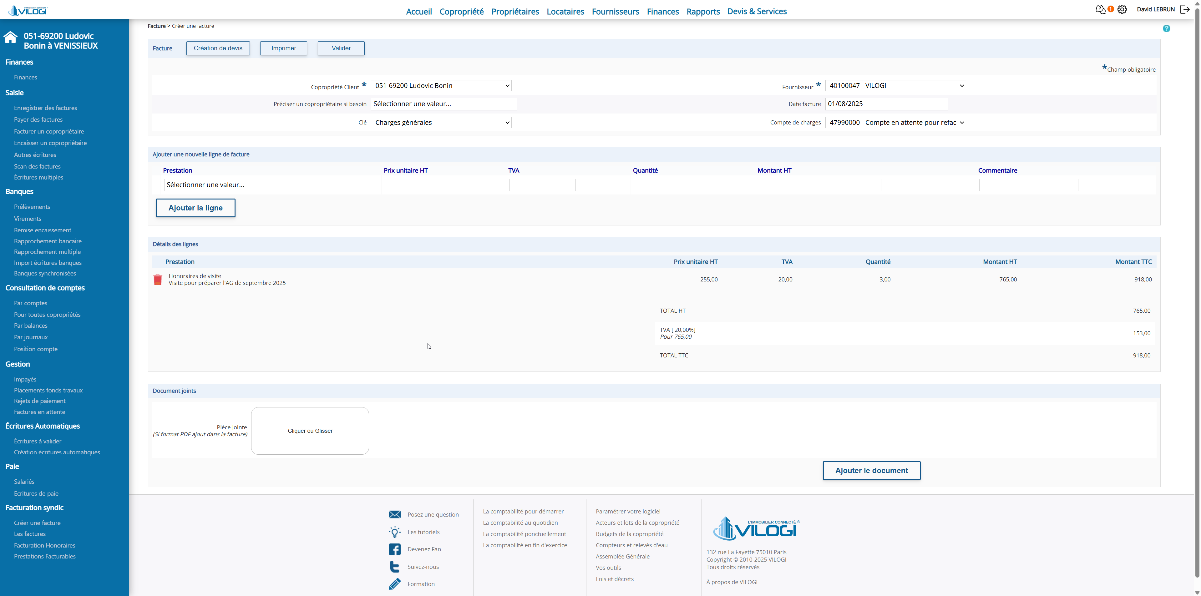 Voir les éléments constituant la facture Tutoriel logiciel immobilier pour syndics et administrateurs de biens